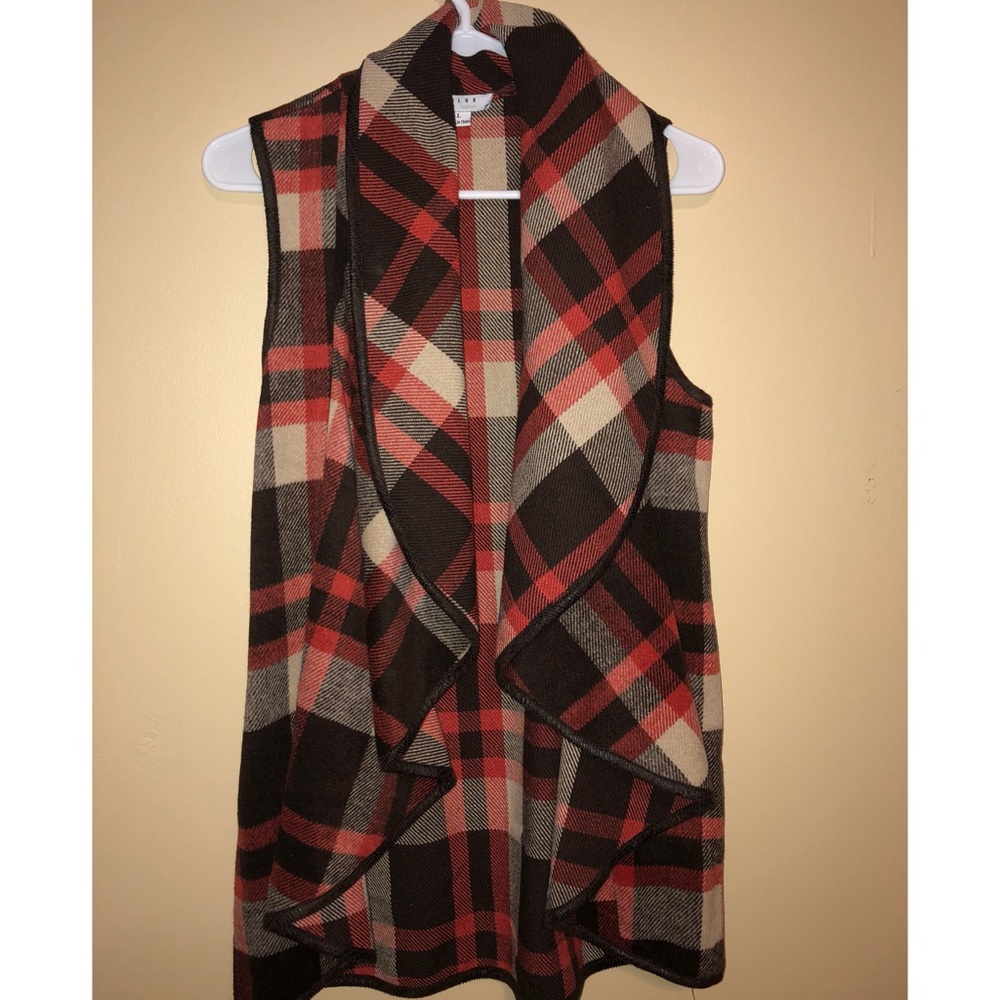 Orange and Brown Flannel Boutique Vest